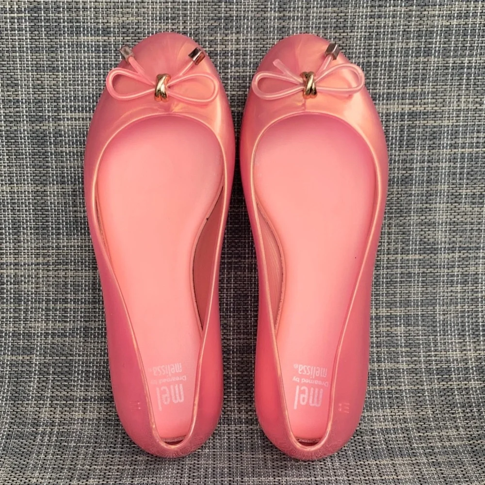 Melissa | Mel by Melissa 'Sweat Love' Pearl Pink Bow Flats Slip on Dress Shoes 3
